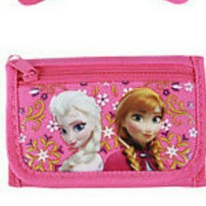 Disney Frozen Elsa and Anna Hot Pink Trifold Wallet